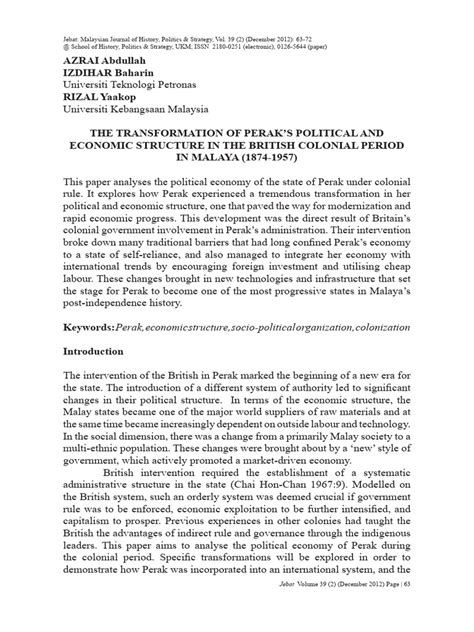 Die Perak-Verschwörung von 1875: Eine Episode von politischer Intrige, kolonialer Ambivalenz und blutiger Rache